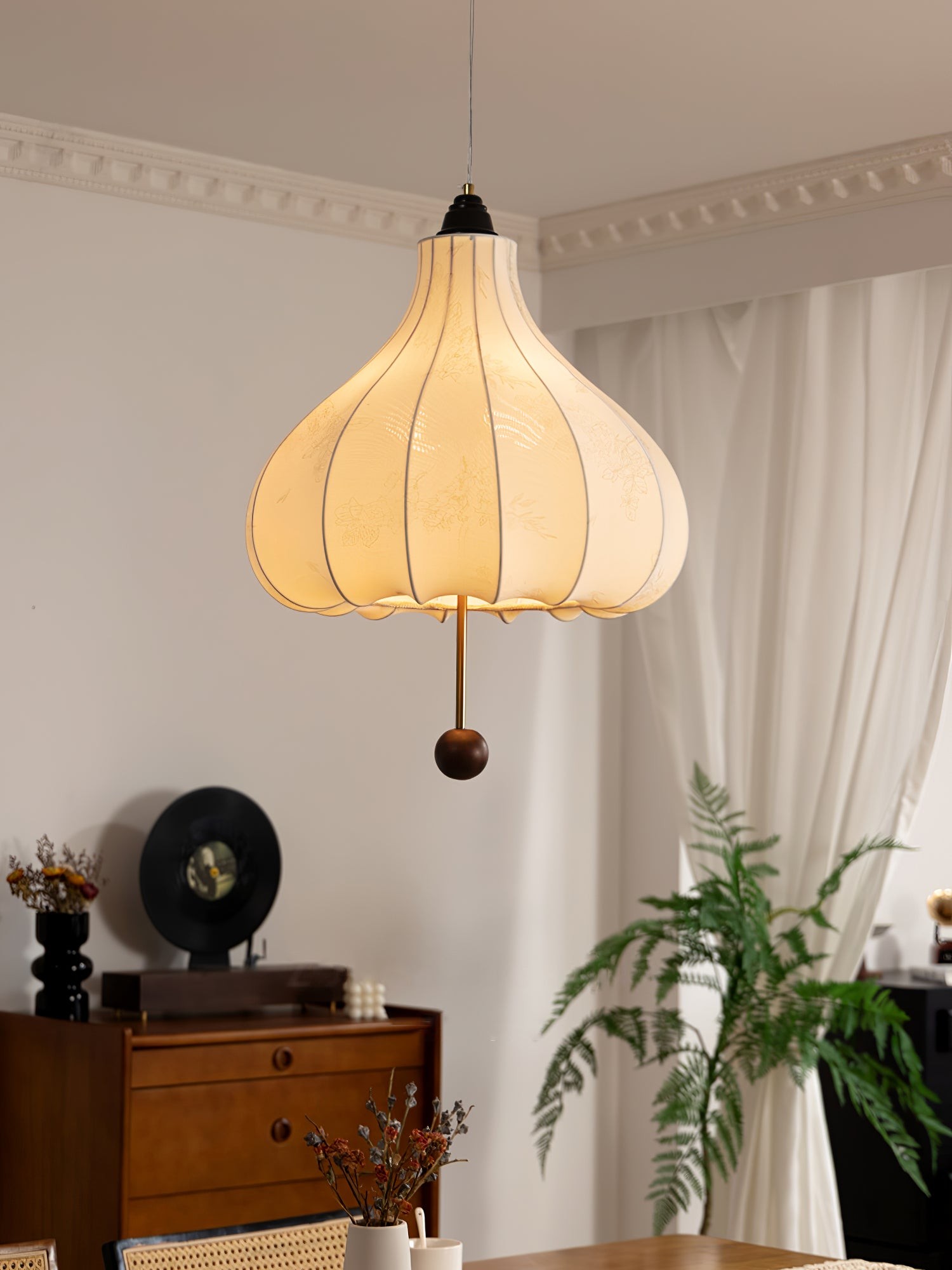 Retro Chestnut Fabric Pendant Light K318