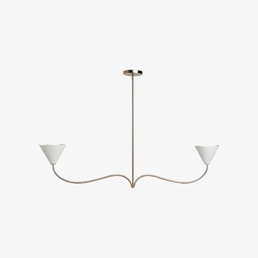 Kysara Linear Chandelier - Curved Lamp Arms and Fabric Shades are Suitable for Living Rooms or Dining Rooms K1653