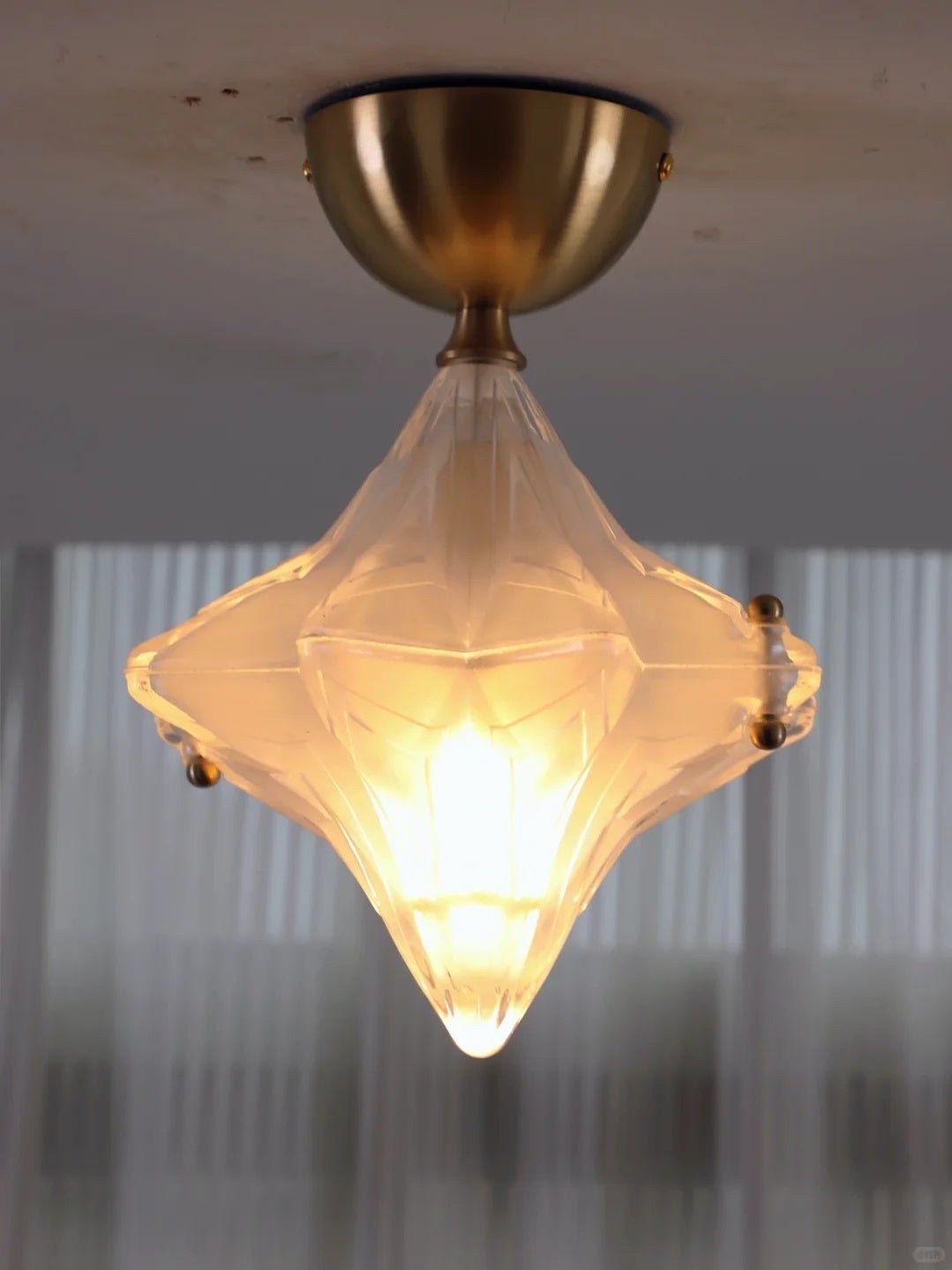 Art Deco Star Ceiling Lamp - Frosted Glass Fixture for Hallway & Entryway - Astris Ceres K1582
