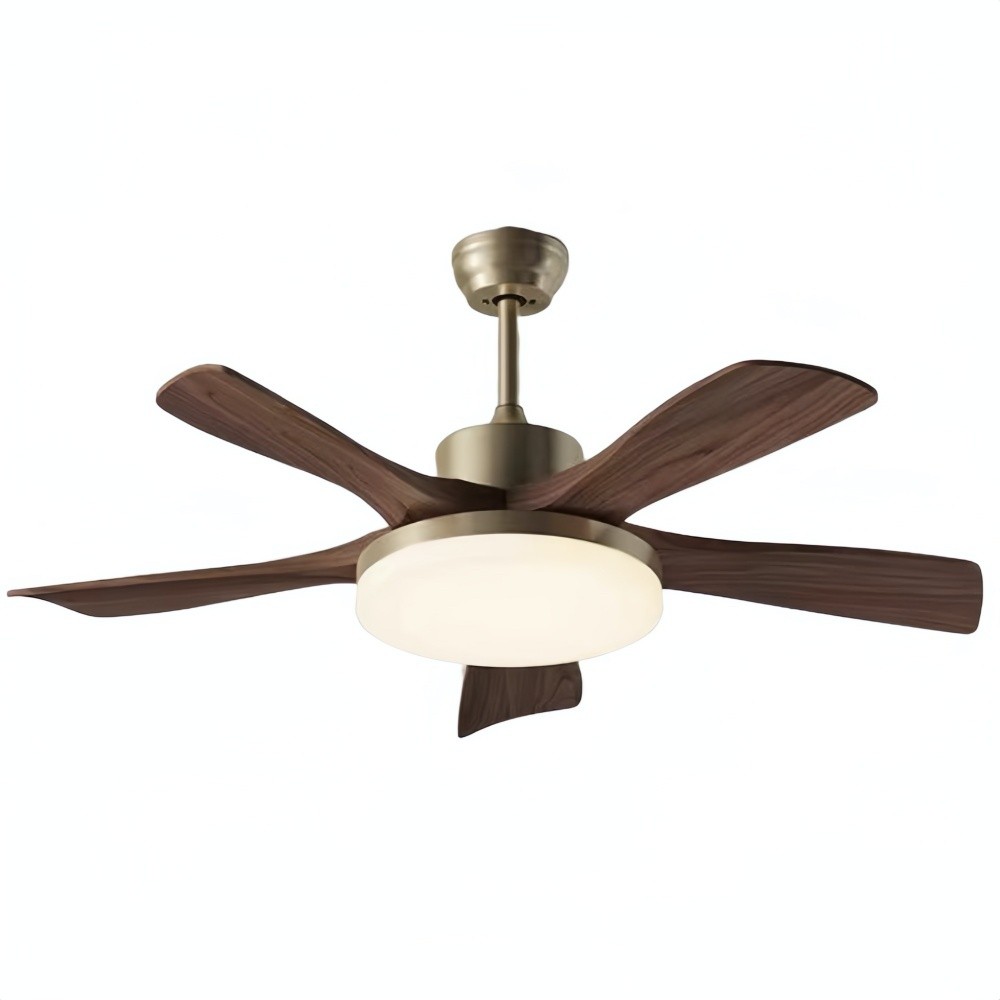 Retro Wooden Blades Ceiling Fan Light With Walnut Color Blades K1115