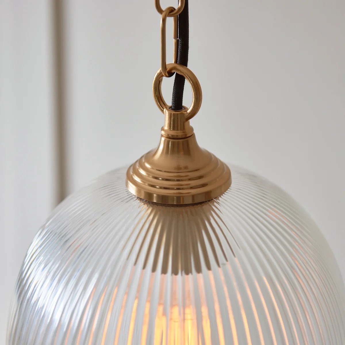 Brazara Glass Dome Pendant Light - Classic Metal Trim Design for Kitchen and Dining K1883