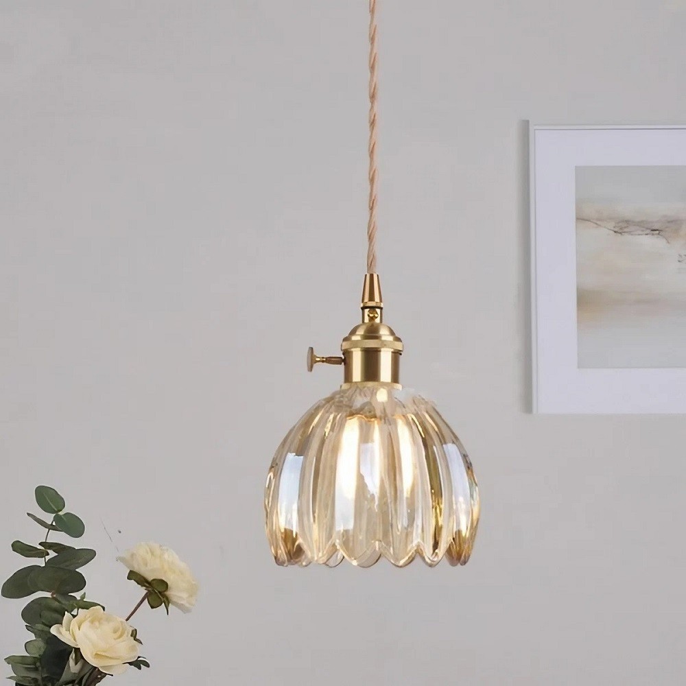Vintage Glass Flower Pendant Light K18