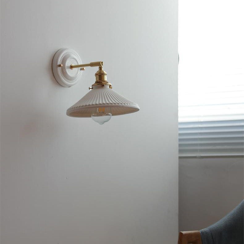 Vintage Japanese Ceramic Brass 1-Light Wall Sconce Lamp K1284