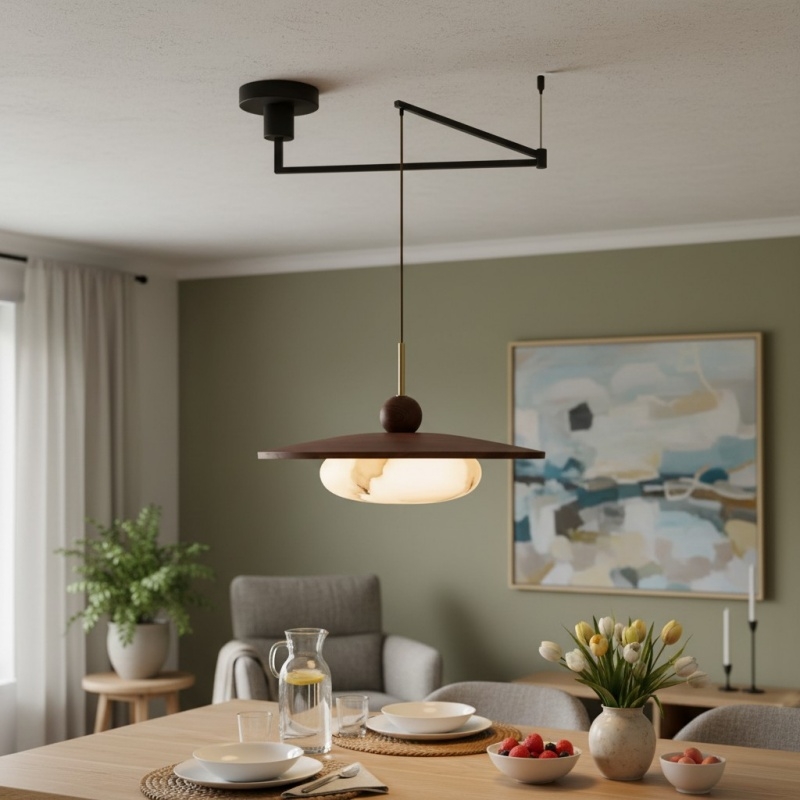 Alvara Modern Swing Arm Pendant Light - Adjustable Minimalist Accent for Desk and Living Room K2400