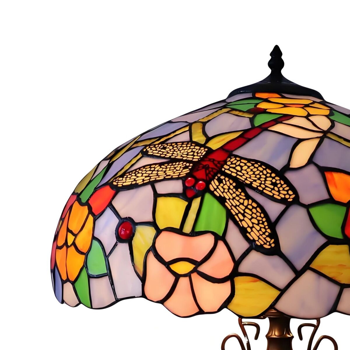 TF Keswick Dragonfly Tiffany Table Lamp - Handcrafted Stained Glass Table Lamp K1906