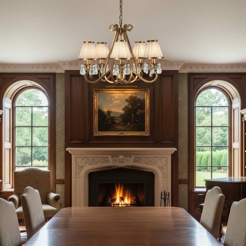 Talonis Multi-light Fabric Chandelier - Elegant Metal Curved Arms for Dining and Living K1900