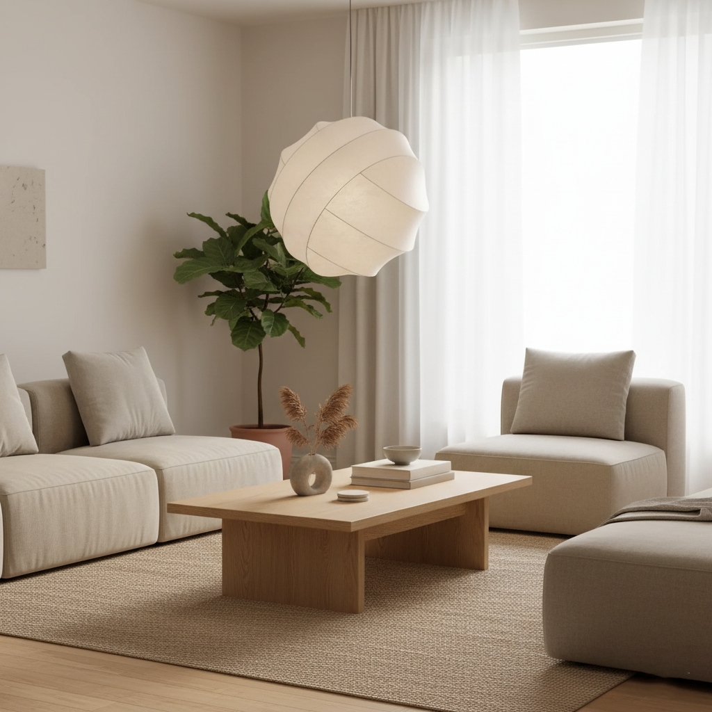Wabi Sabi Silk Ball Japandi Pendant Light D883