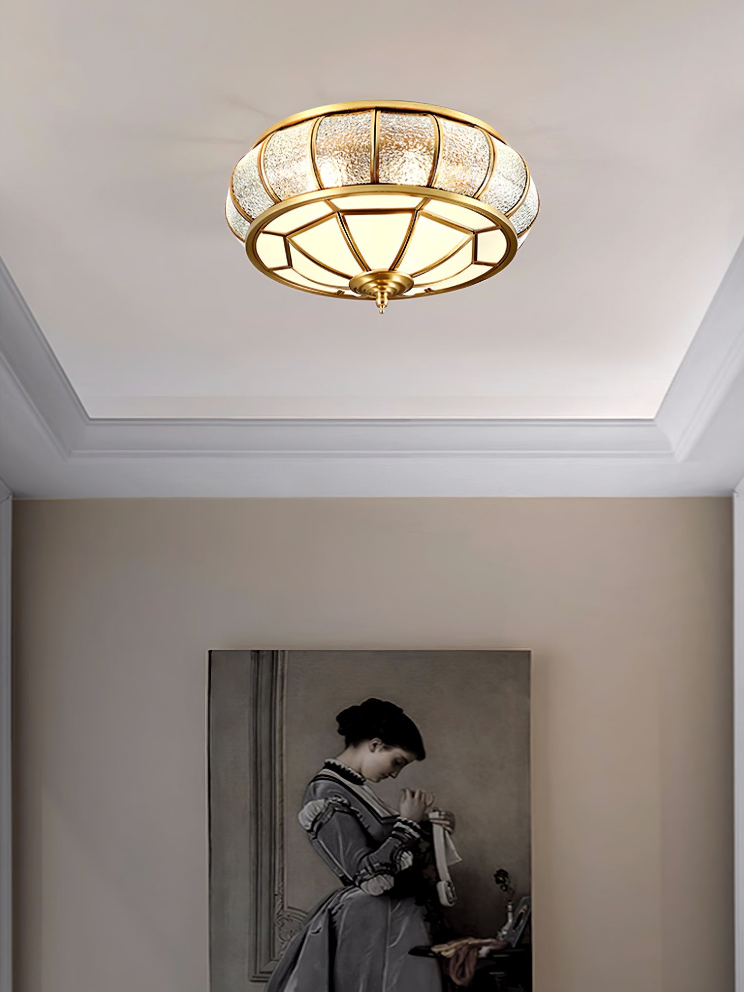 Round Textured Glass Ceiling Light K650