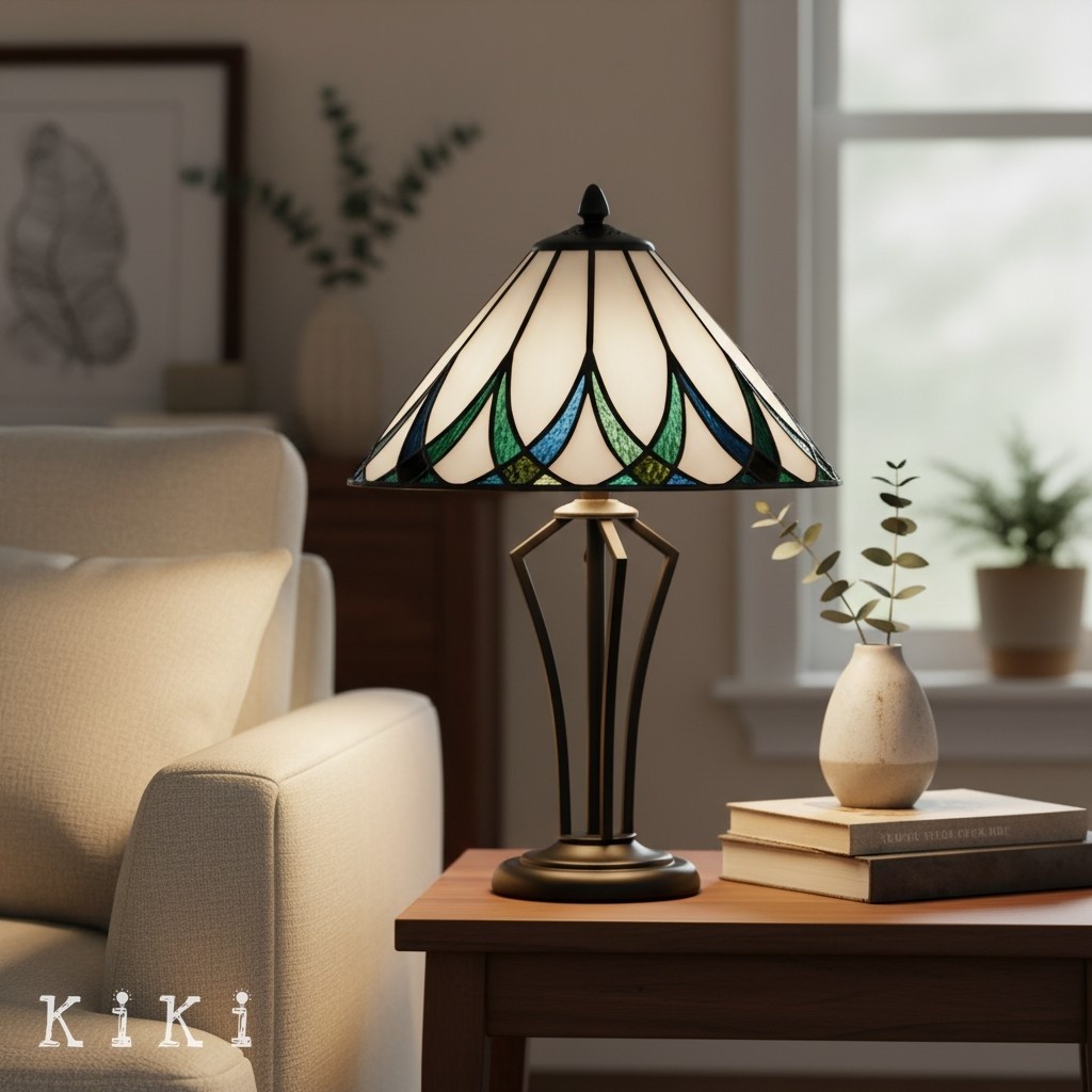 TF Allanton Elegant Ripple Glass Table Lamp - Vintage Style Accent for Bedroom K1949