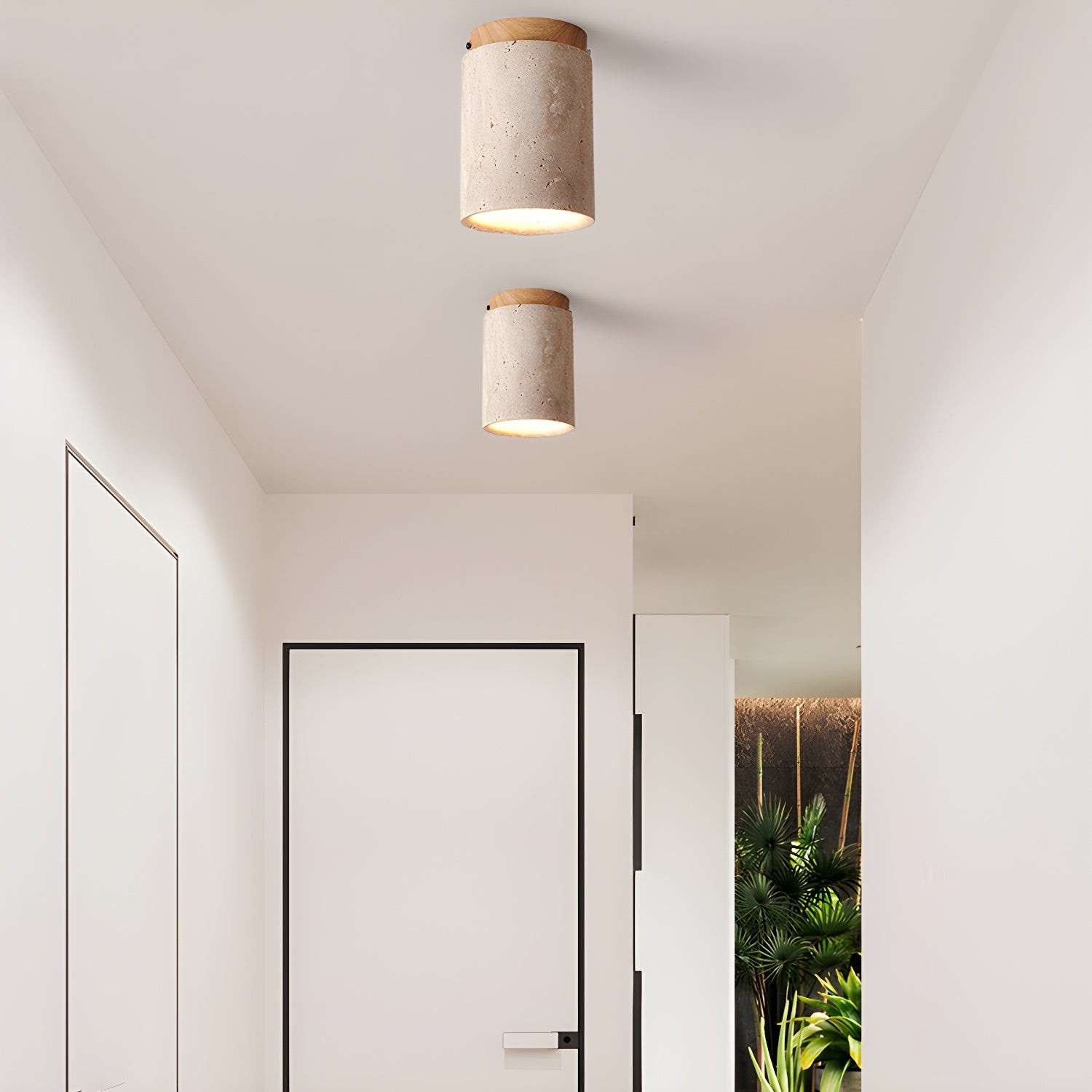 Marble Travertine Column Ceiling Lamp K688