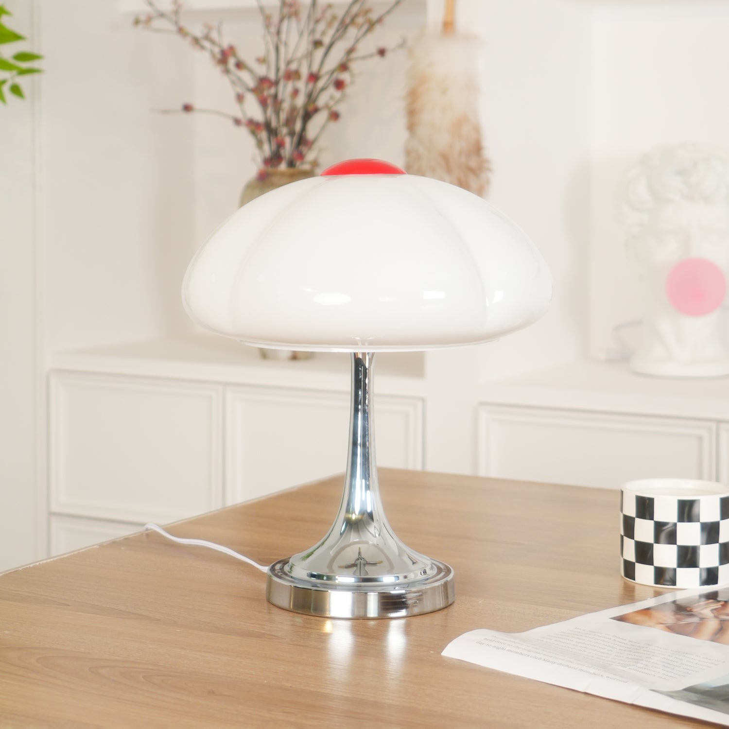 Cream Style Glass Mushroom Table Lamp K706