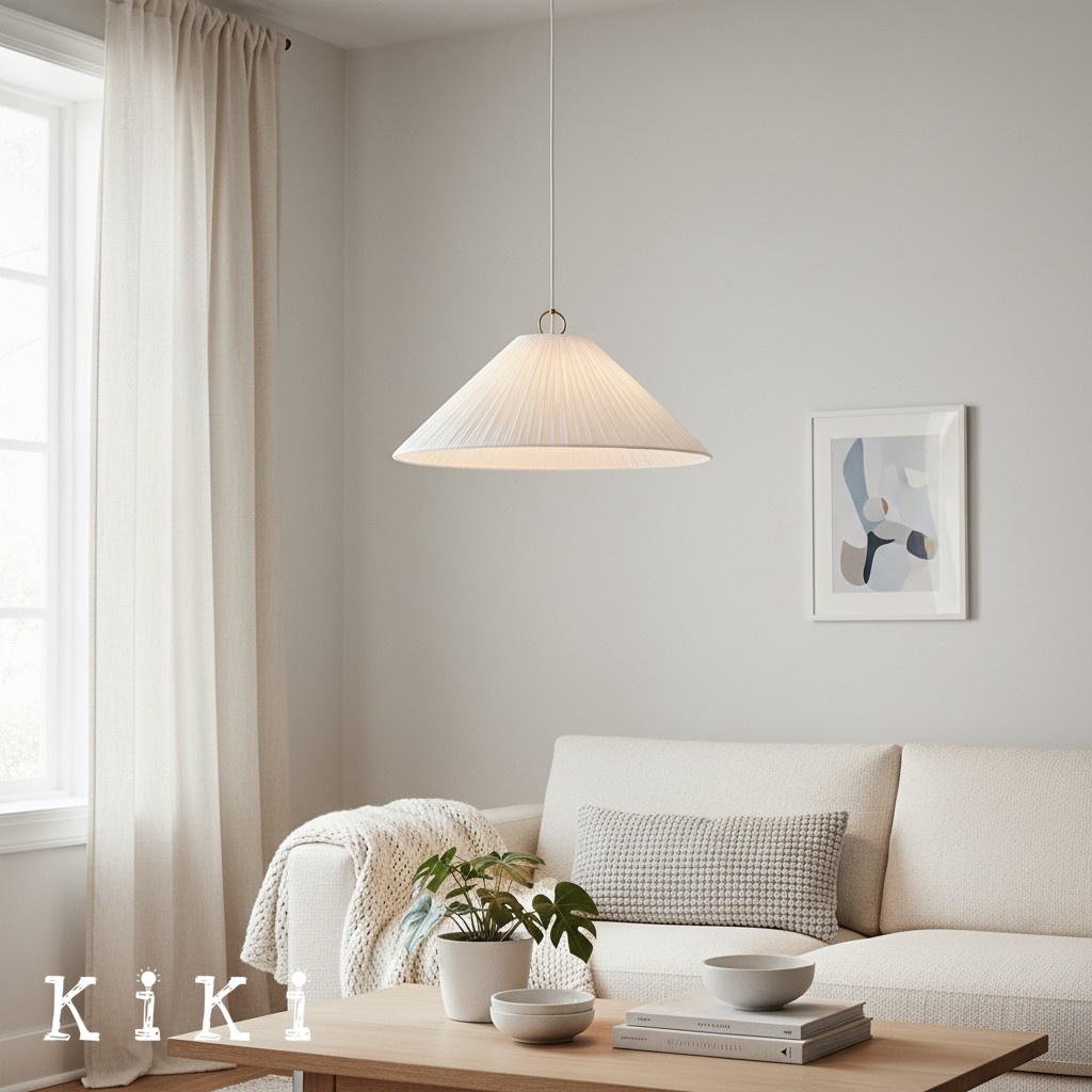 Blossine Linen Scalloped Pendant Light - Modern Farmhouse Hanging Lamp for Dining Room K1689