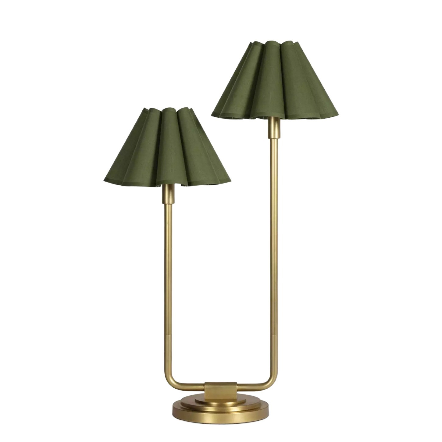 Capirise Scalloped Table Lamp – Vintage Linen Shade with Metal Base K1179