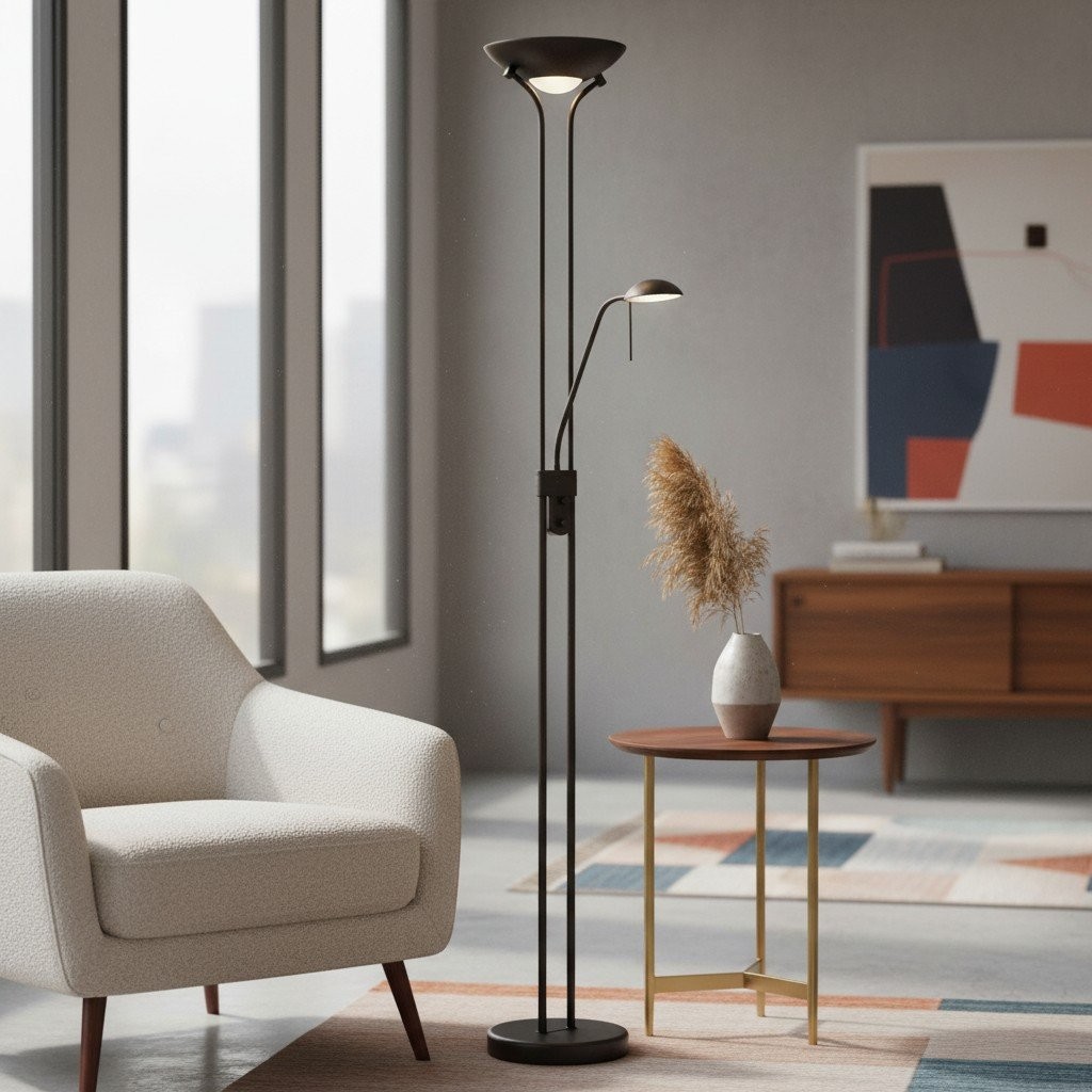 Linexis Art Deco Metal & Opal Glass Floor Lamp - Dual-Light Design for Modern Interiors K1910