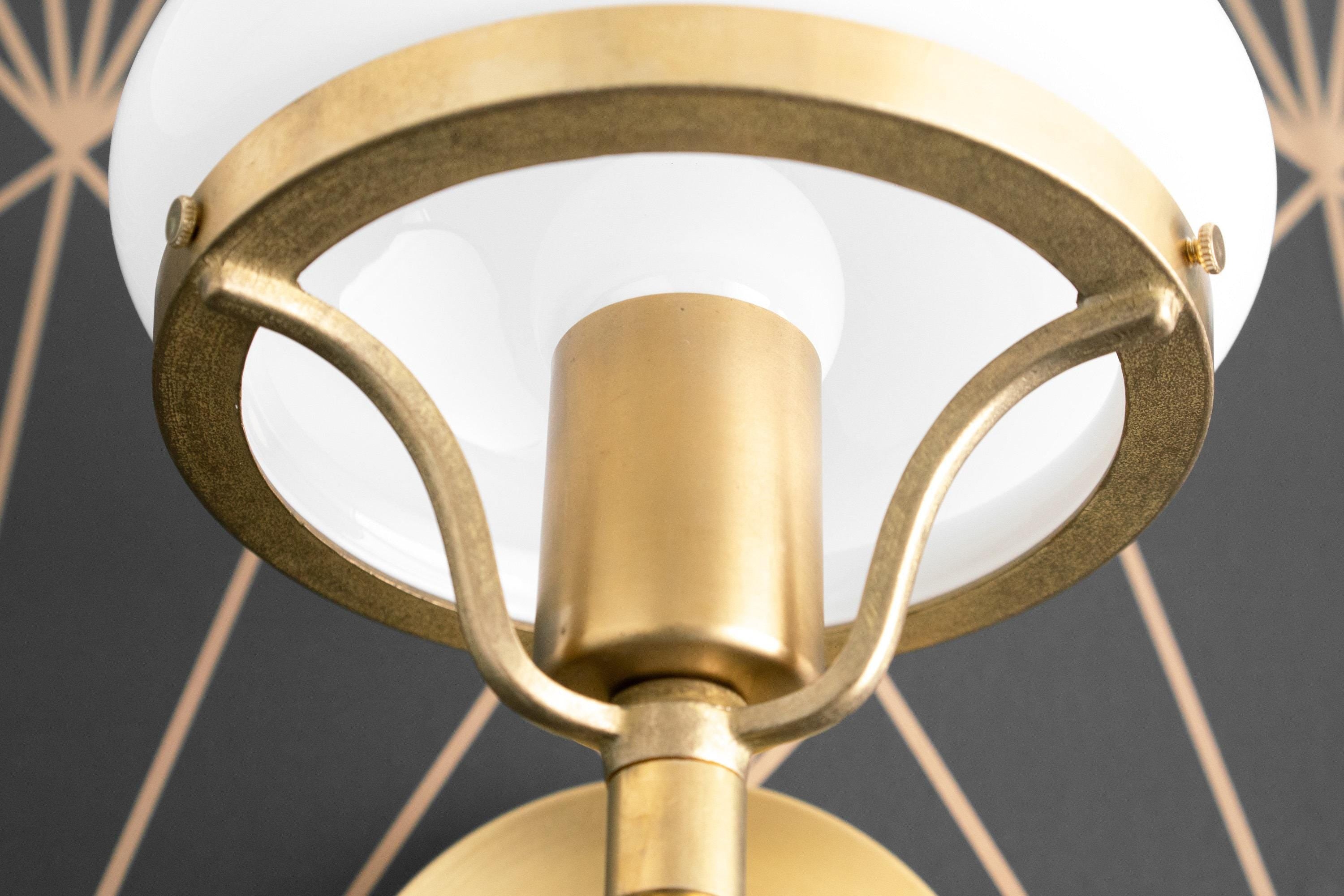 Ornato Luxe Modern Art Deco Wall Light - Opal Glass Globe Sconce - Brass or Black K1503