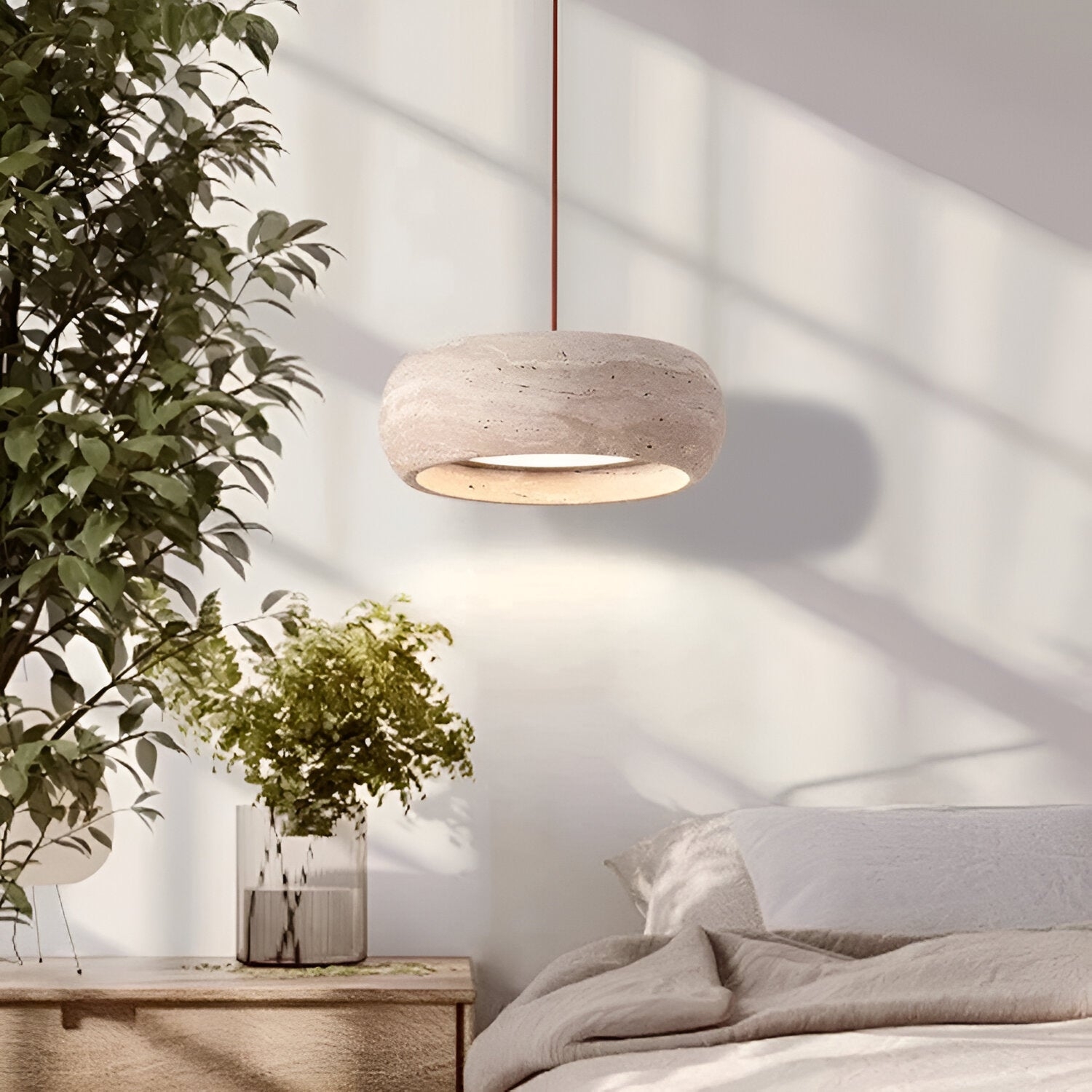 Wabi Sabi Style Travertine Stone Pendant Light D934