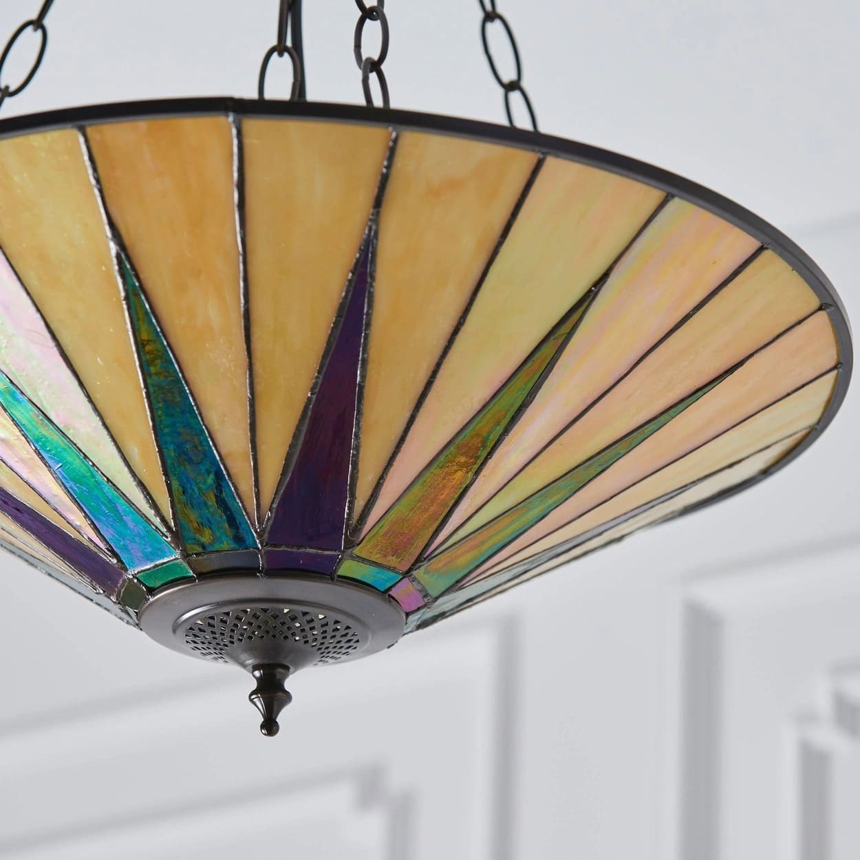 TF Dark Classic Stained Glass Flush Mount Ceiling Lamp for Living Room and Dining Room K2005