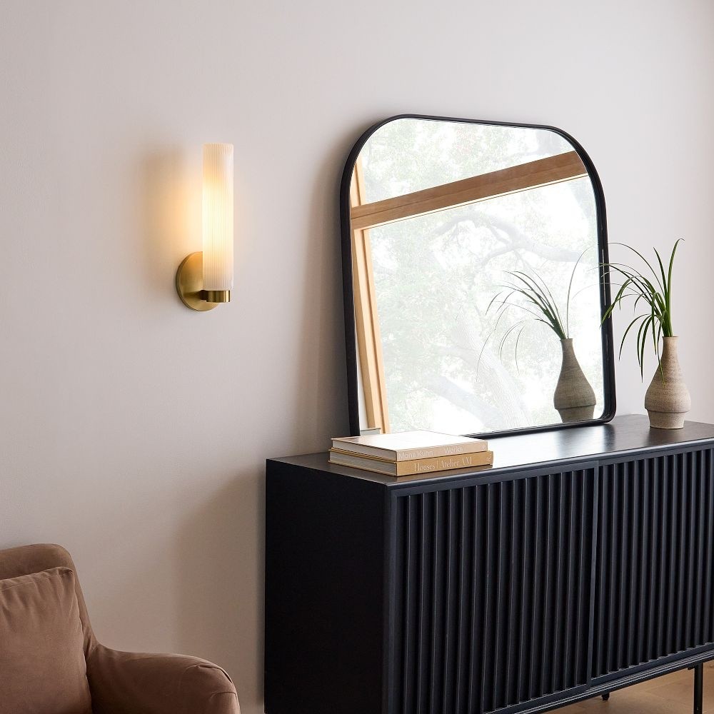 Rivora Fluted Glass Indoor Outdoor Sconce - Modern Wall Light for Home Decor K1337