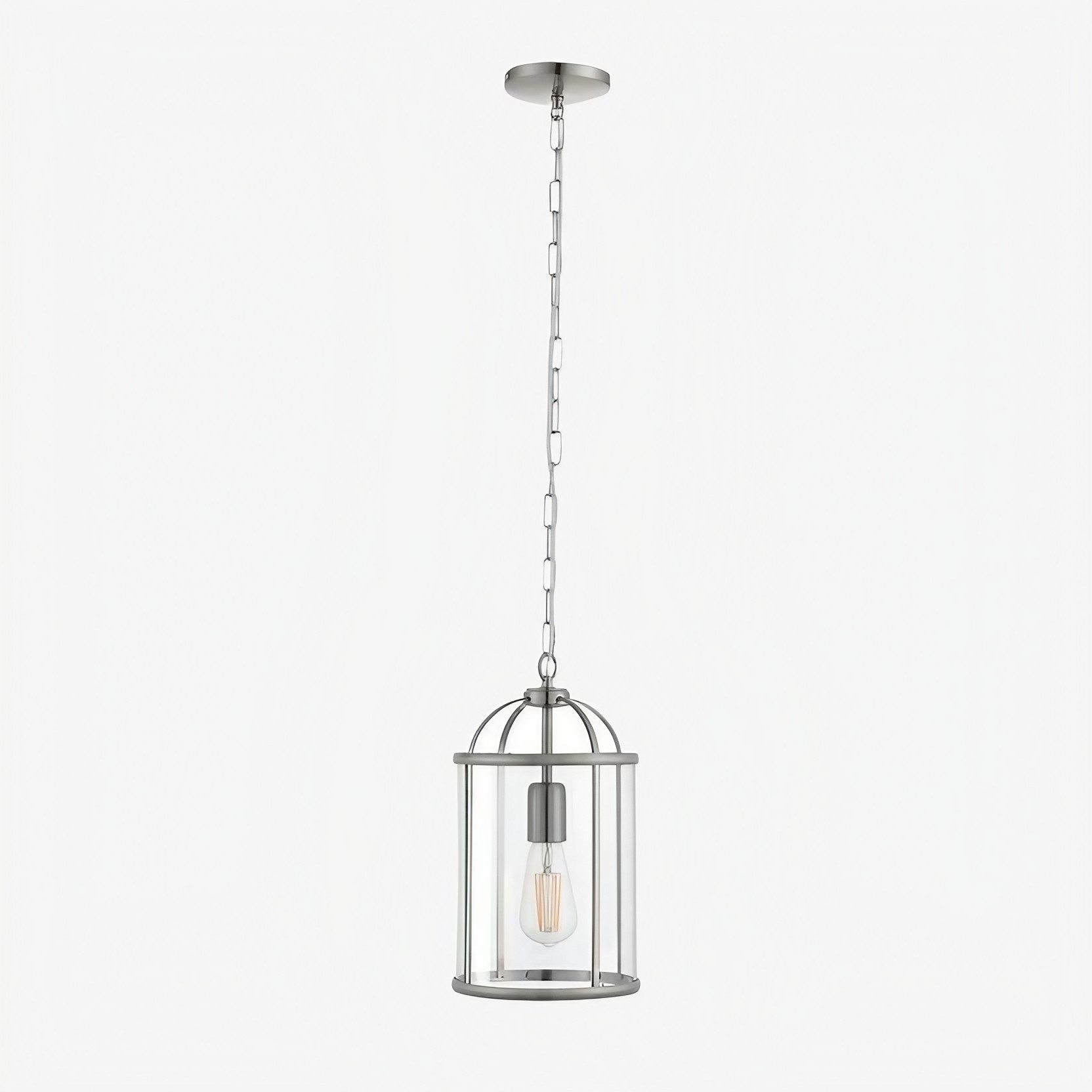 Luxvana Bell Shaped Glass Pendant Light - Industrial Metal Lantern Design Fixture for Kitchen K1833