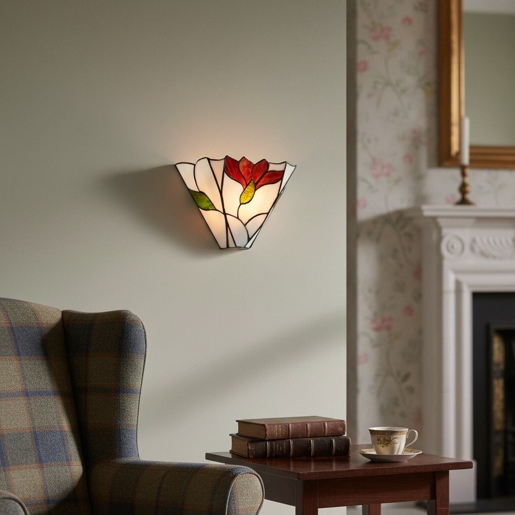 TF Botanica Stained Glass Floral Design Wall Light - Sconce For Hallway And Bedroom K1792