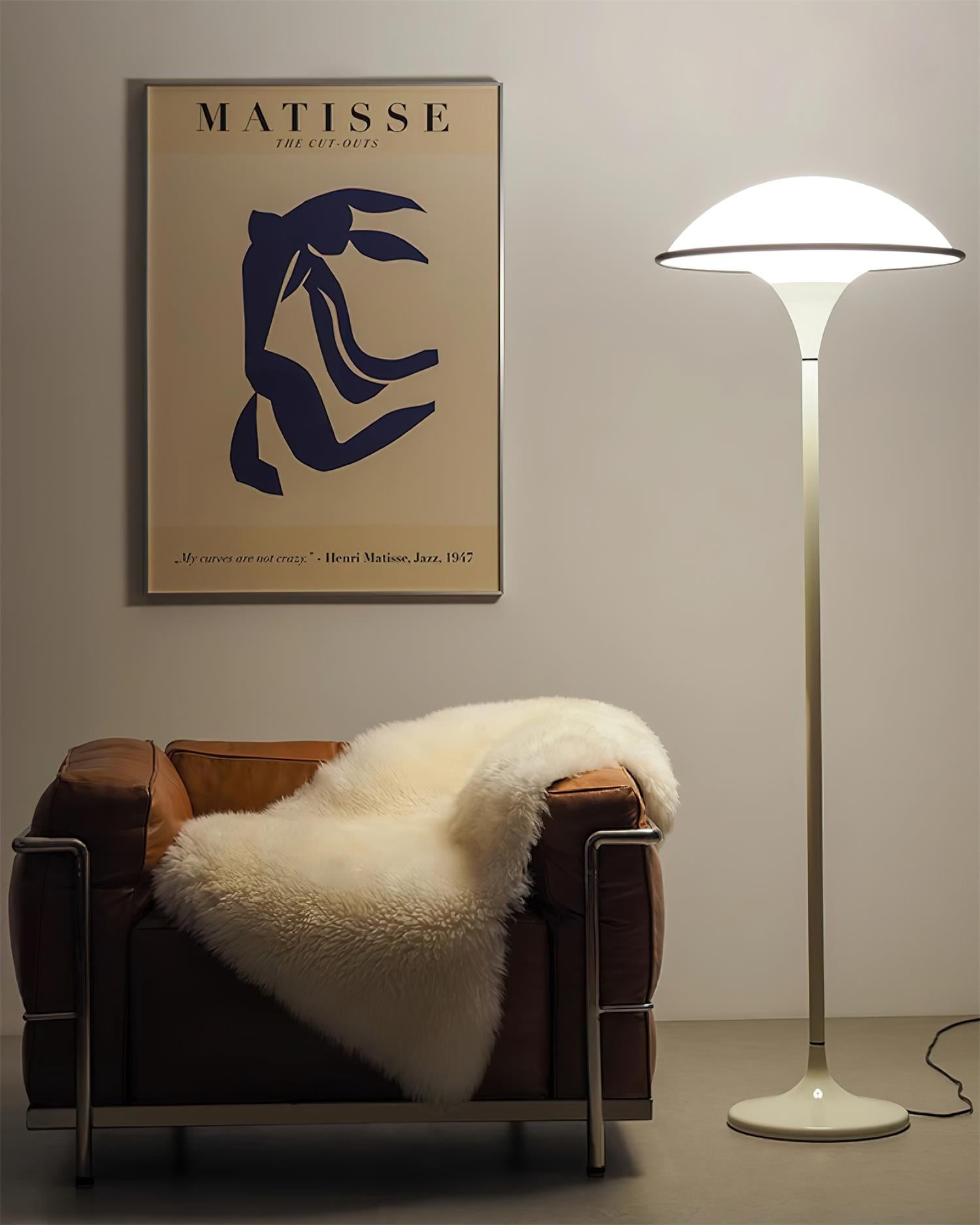 Danish Retro White Flying Saucer Floor Lamp K393