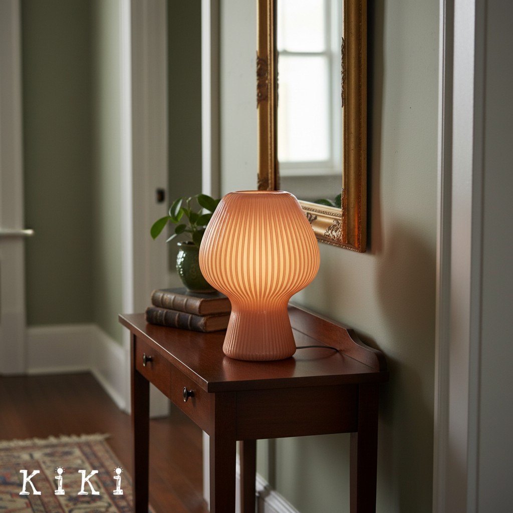 Nera Ribbed Glass Lantern Table Lamp - Retro Design for Bedroom and Living Spaces K2203