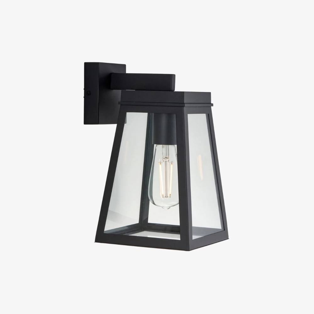 Trevanta Clear Glass Black Outdoor Lantern Wall Light - Modern Exterior Lighting K1877