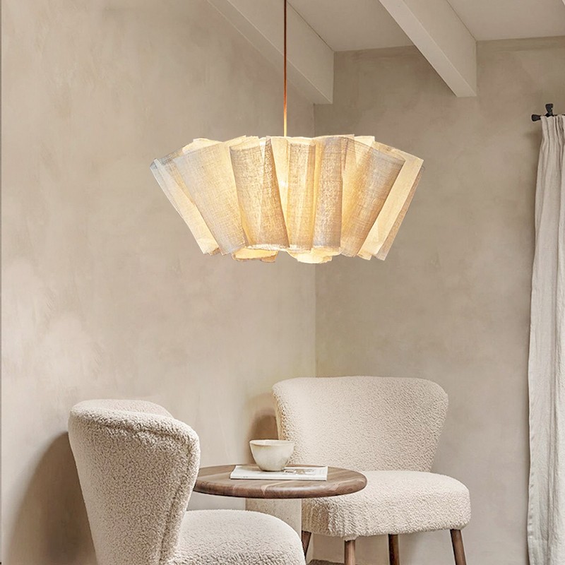 Handcrafted Fabric Shade Pendant Light – Minimalist Design for Home Interiors K1244