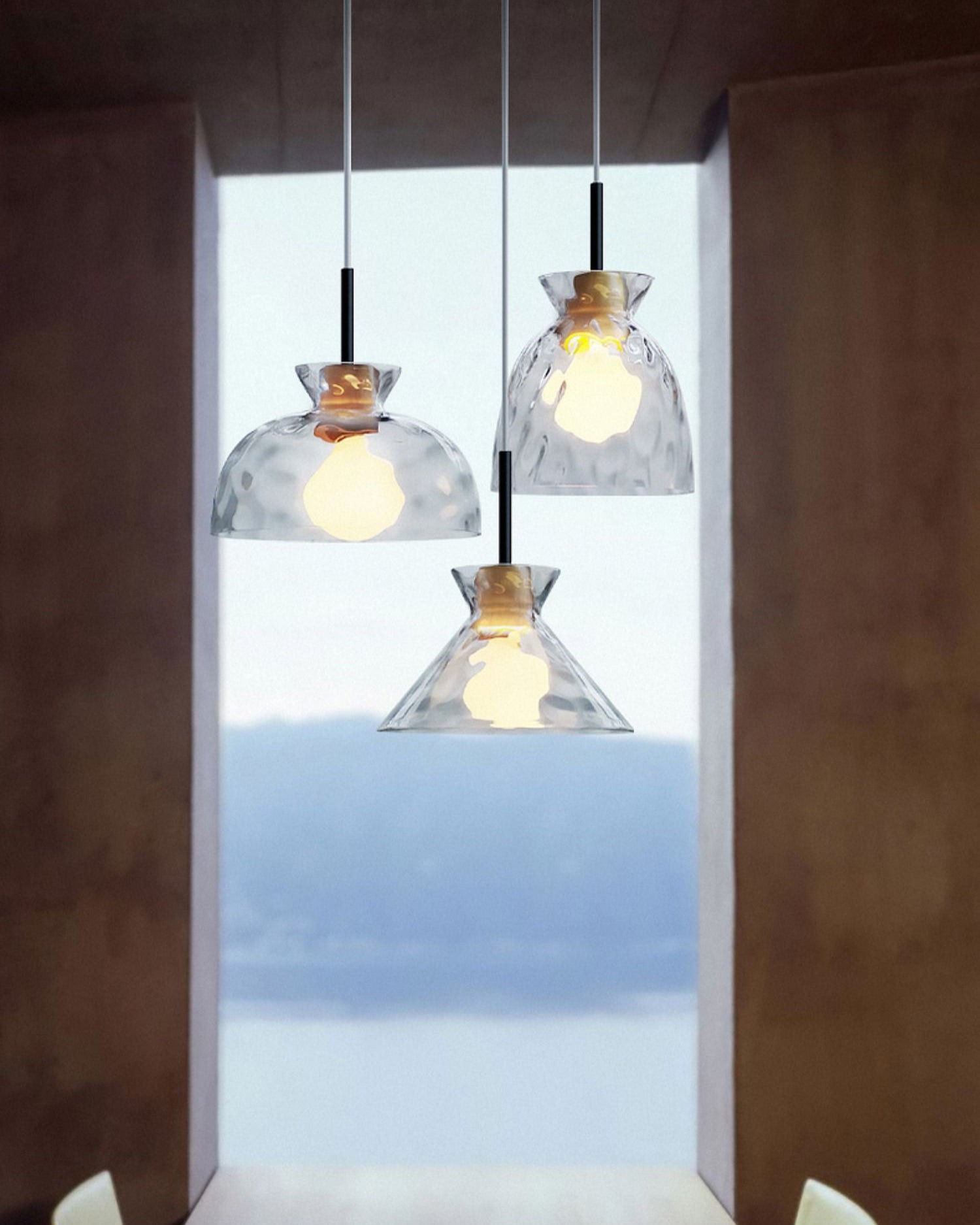 Wavy Glass Pendant Light - Ripple Glass Pendant Light for Dining Room K610