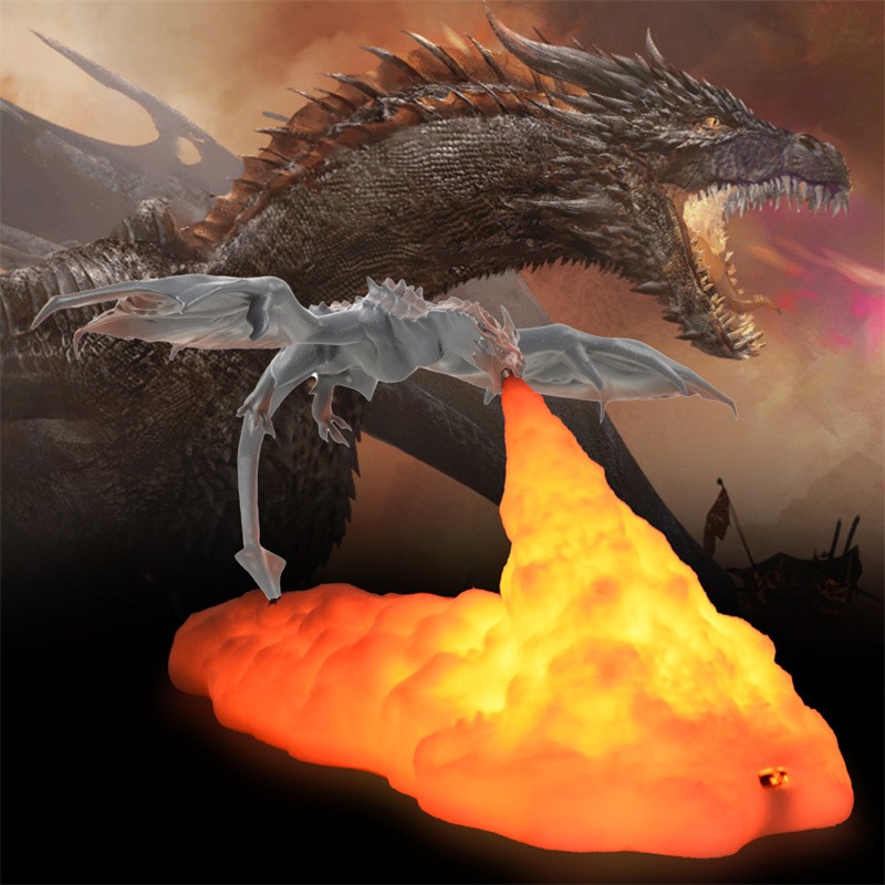 Creative 3D Printed Airplane Fire Dragon Table Lamp K214