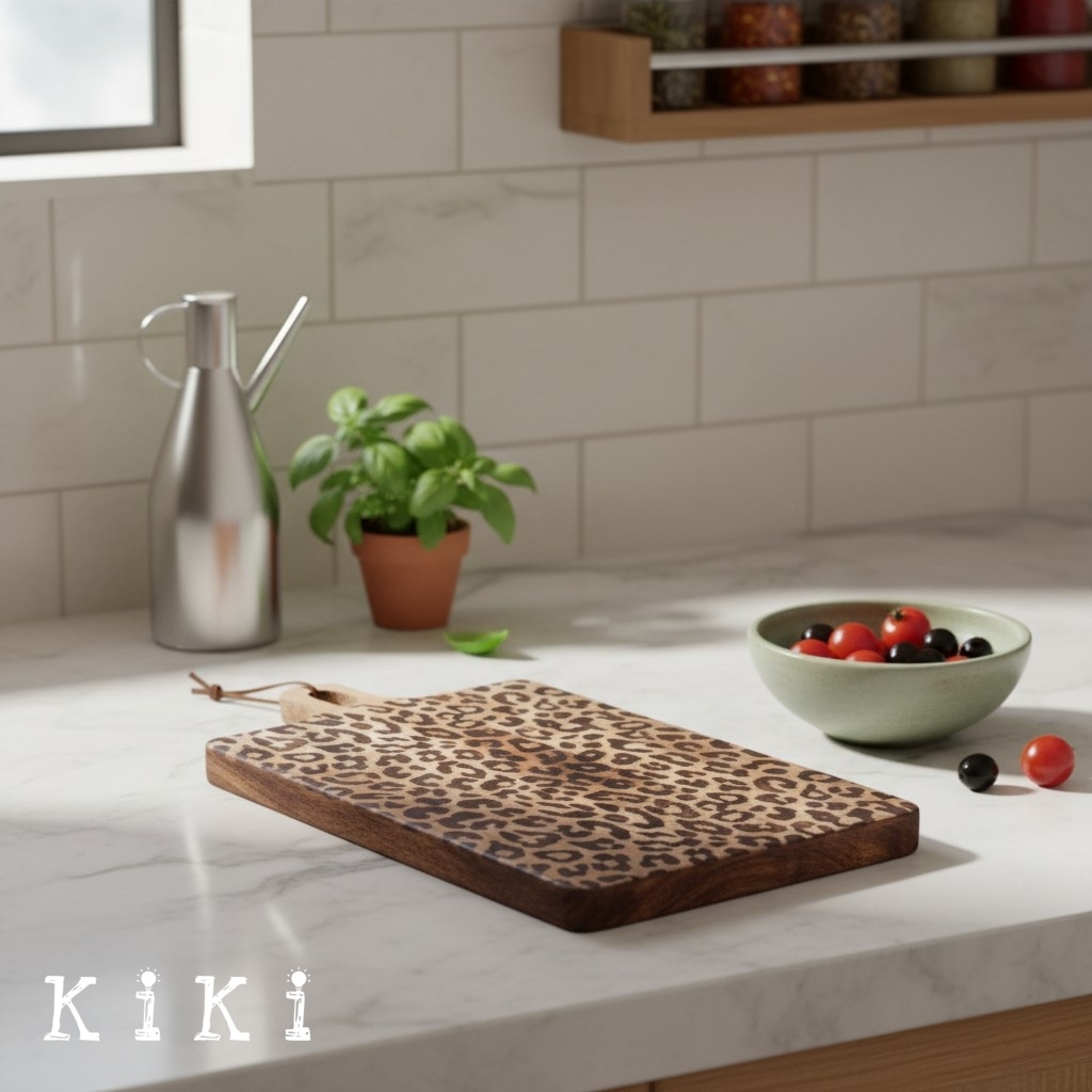 Lepwood Leopard Print Wooden Serving Board for Kitchen Styling and Entertaining K2346