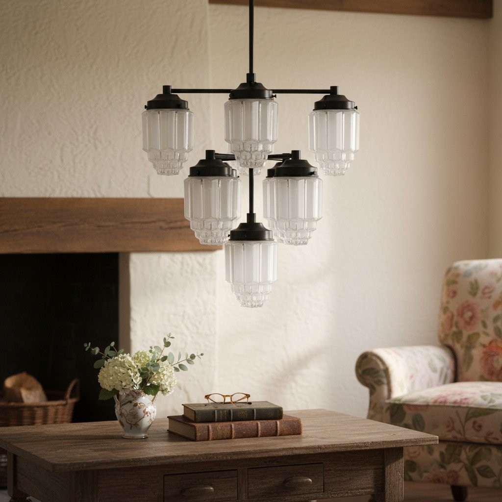 Tierlux Glass Textured Brass Chandelier – Timeless Lighting with Style K1500
