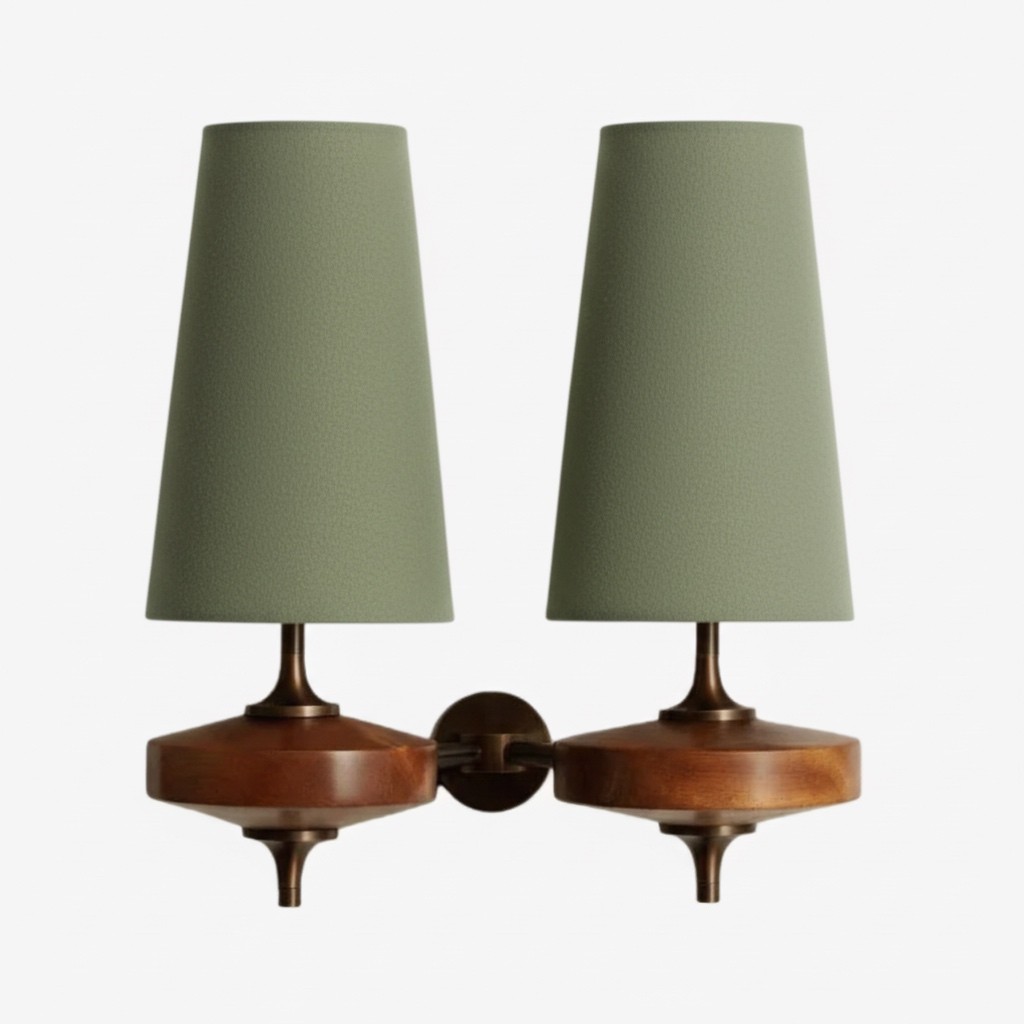 Hour Retro Wood Metal Wall Lamp – Elegant Fabric Accent Lighting for Living Spaces K1208