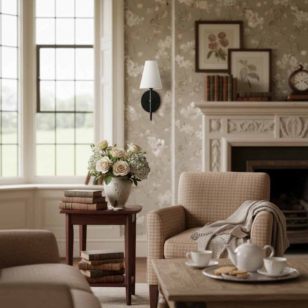 Curva Metal Collection Traditional Wall Light - Brass Finish with Shade K1535