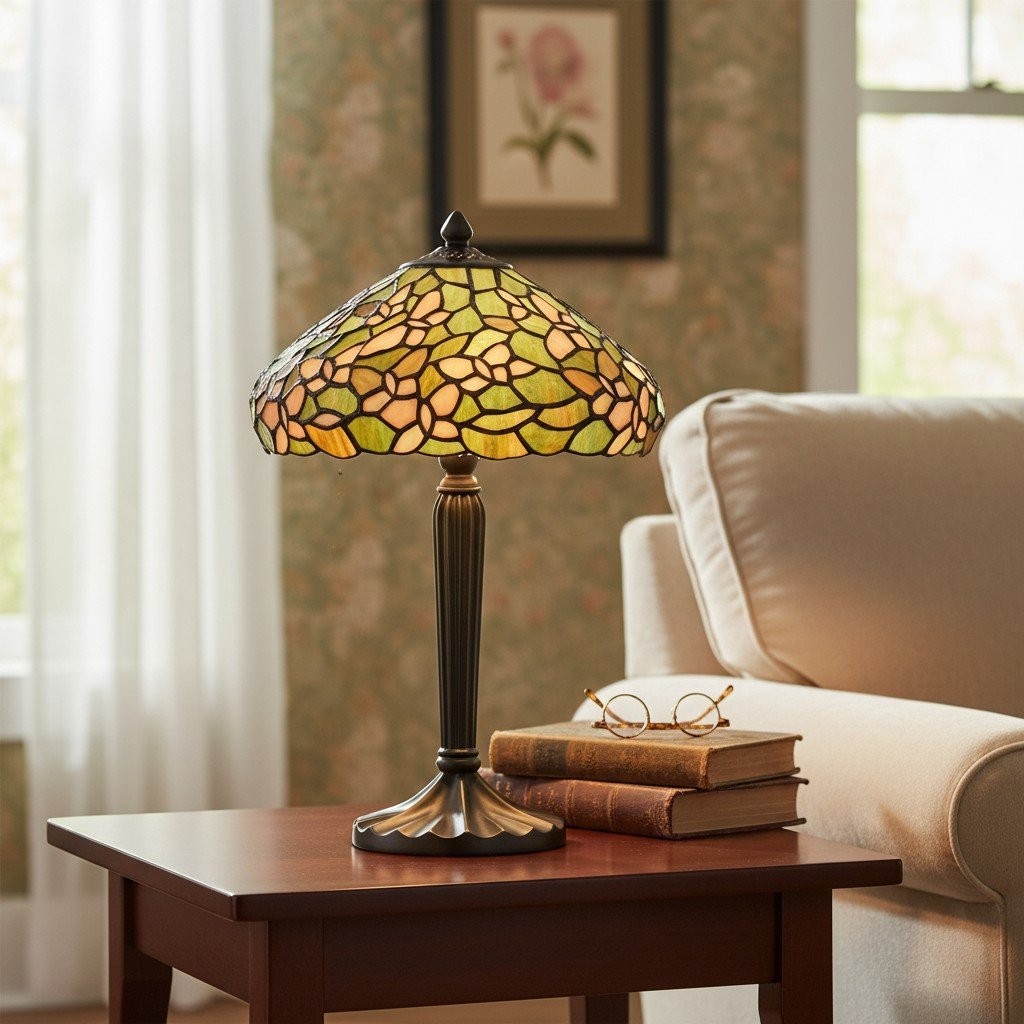 TF Sorenia Table Lamp - Warm Stained-Glass Floral Art-style Lamp K1860