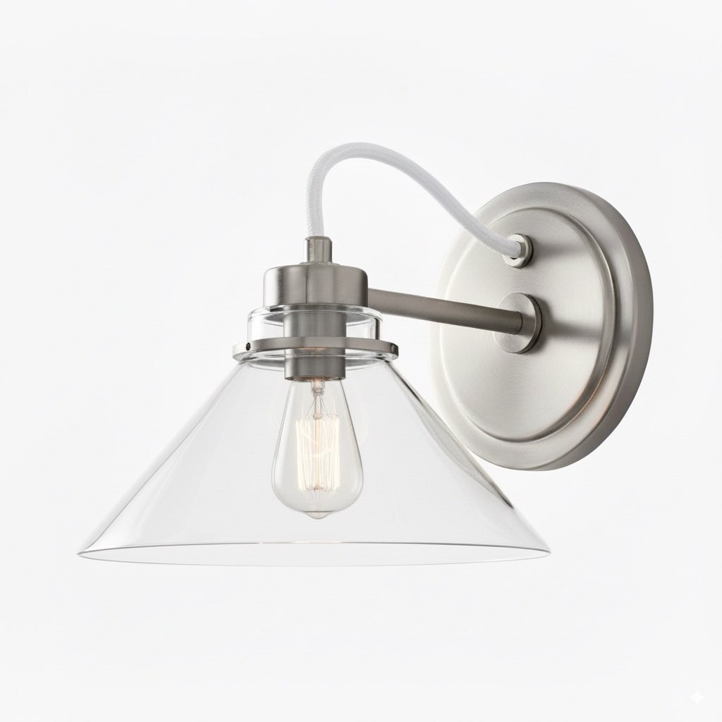 Aurenza Farmhouse Wall Sconce – Metal Or Glass Lighting for Entrance or Bedroom K1140