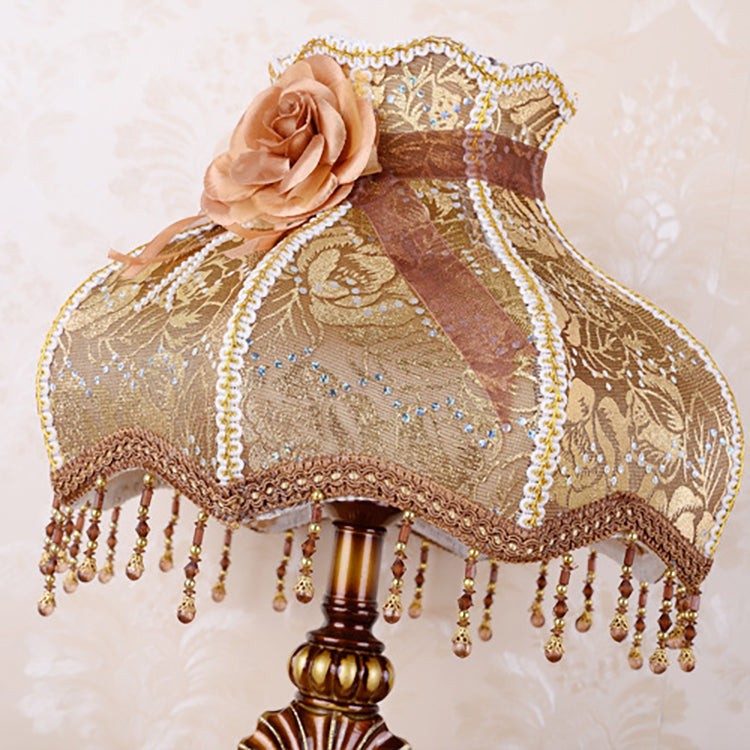 Pastoral Flower Lampshade Carved Table Lamp K715