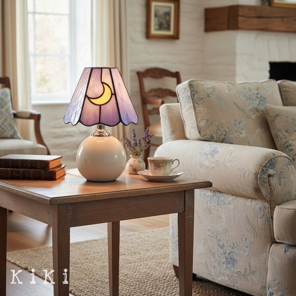 Stellum Artistic Mushroom Table Lamp - Stained Glass Lamp for Bedroom or Living Room K2129