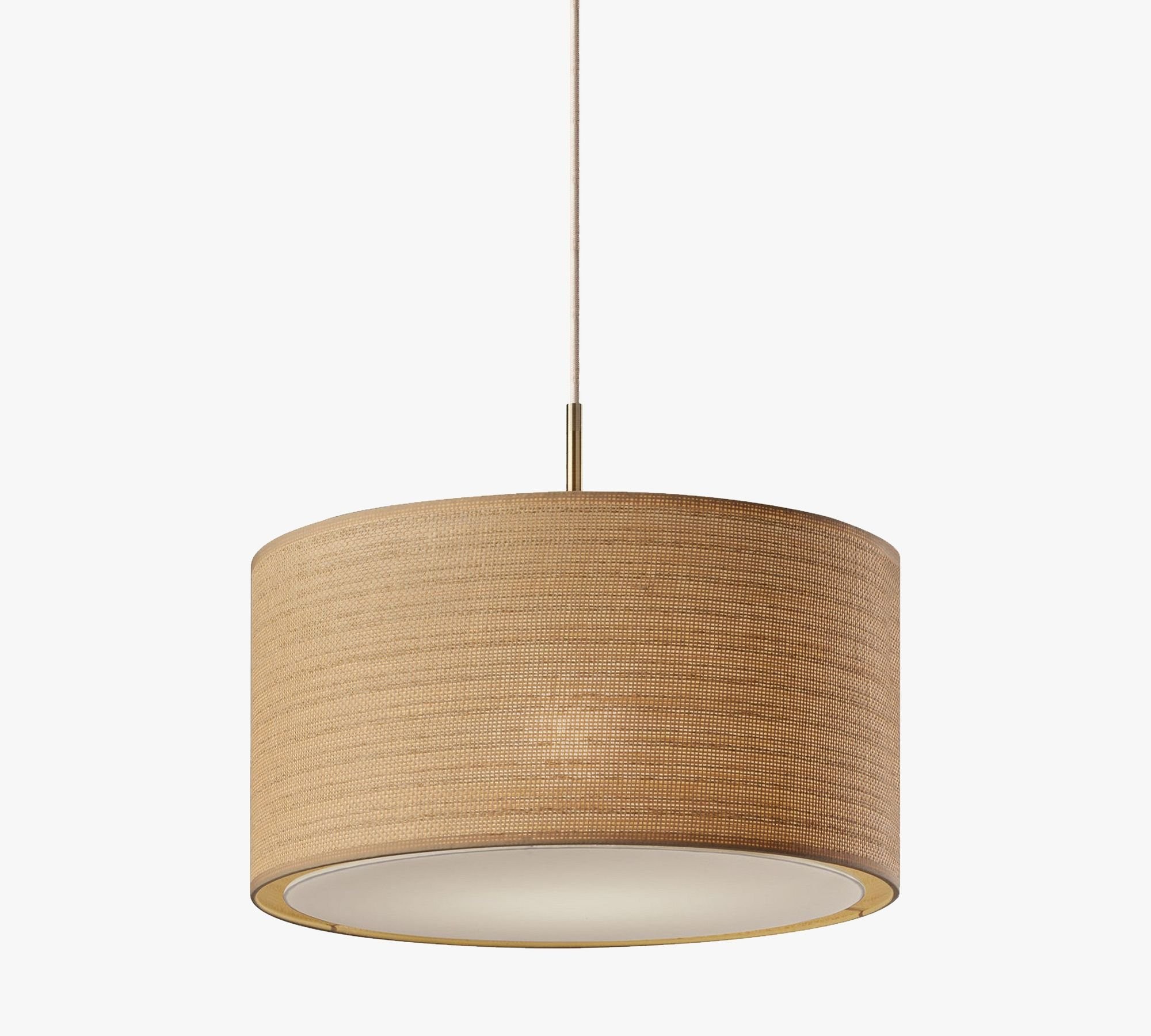 Dumora Fabric Drum Shade Pendant Light - Linen Design Hanging Light K1419