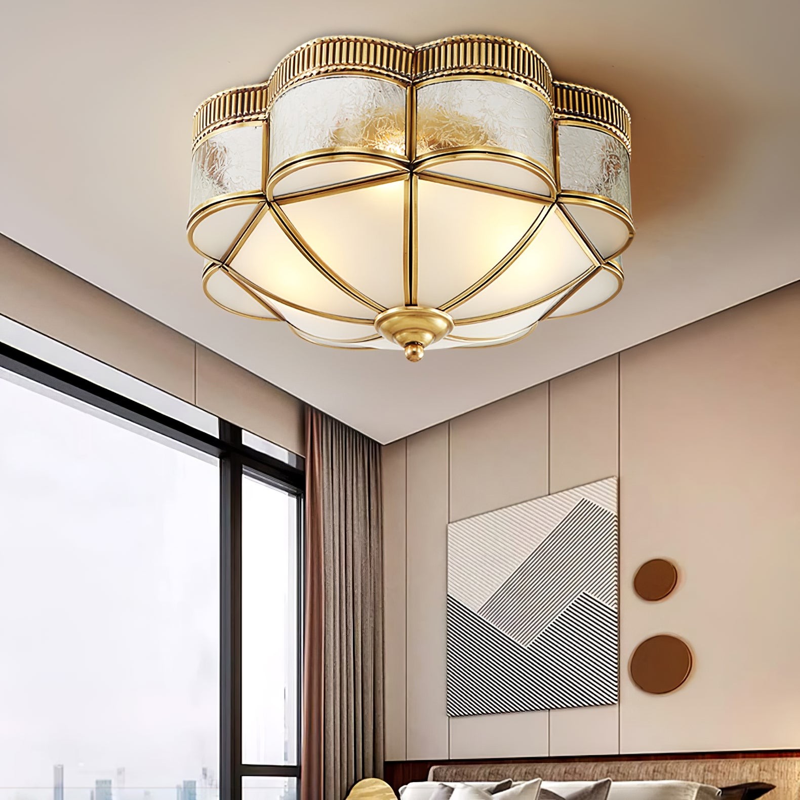 Brass Domed Flush Ceiling Lamp K274
