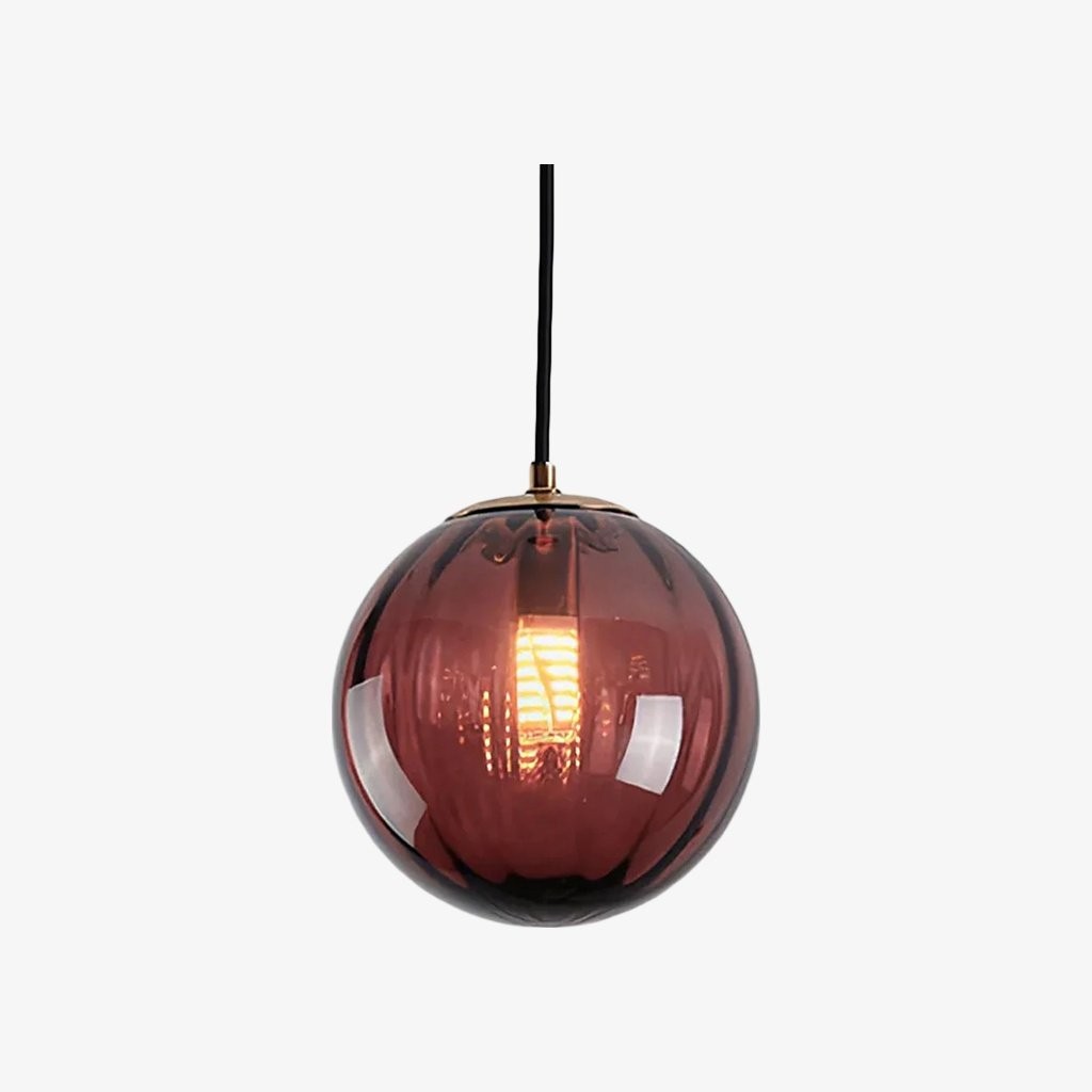 Lunorie Metal and Glass Globe Pendant Light for Dining Area Kitchen Island K2147