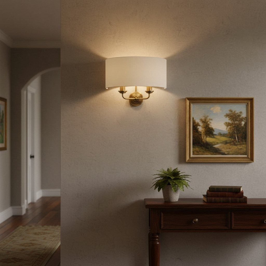 Tela Refined Metal and Fabric Wall Lamp - Timeless Style Wall Sconce for Hallway or Entryway K1796