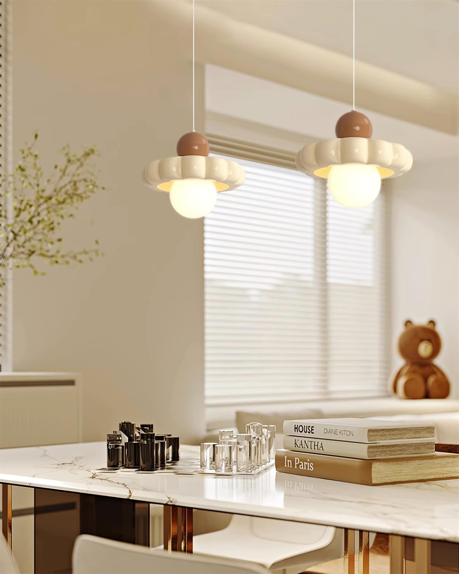 Cream Style Long Line Pumpkin Texture Pendant Lamp K307