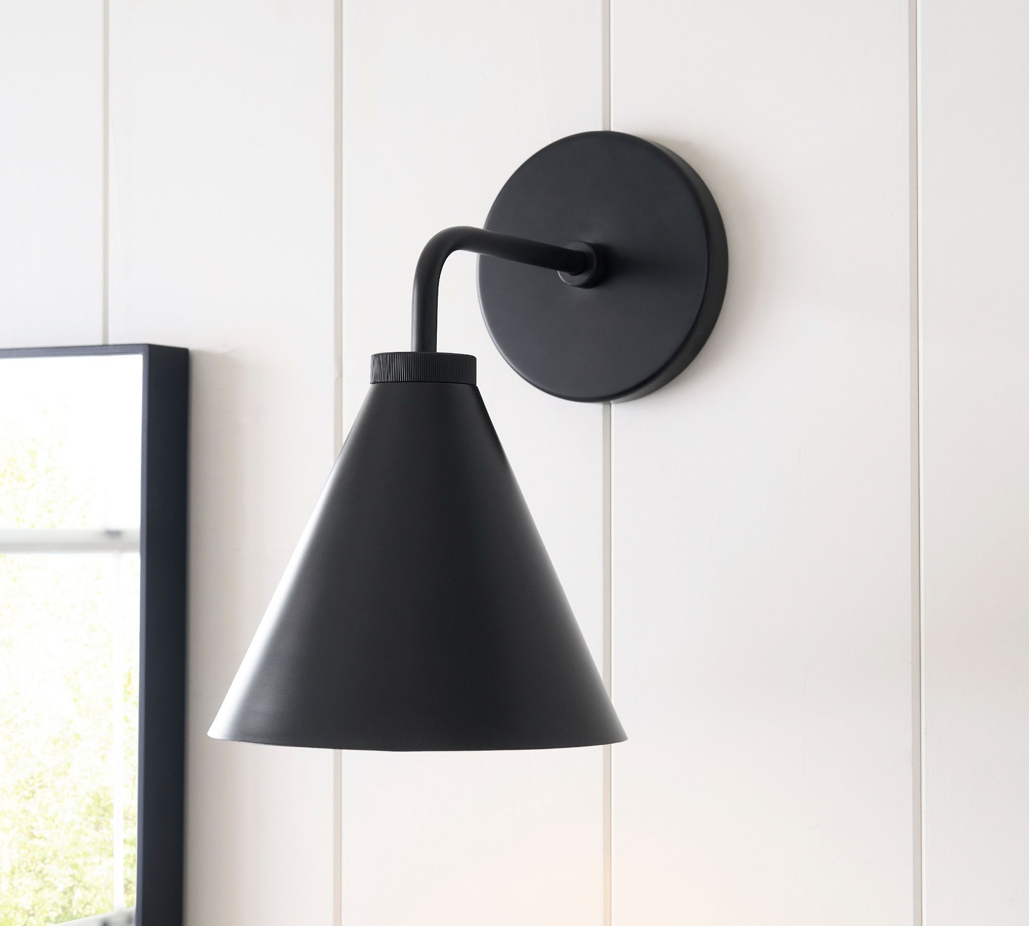 Korvi Iron Tapered Sconce Light - Wall Fixture in Black or Brass K1209
