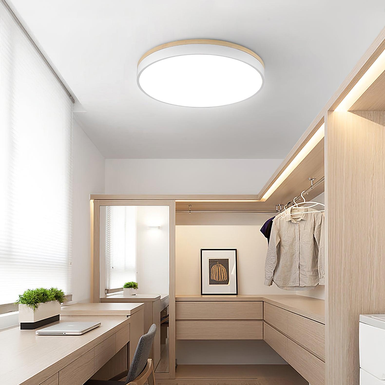 White Round Wooden Ceiling Lamp K772