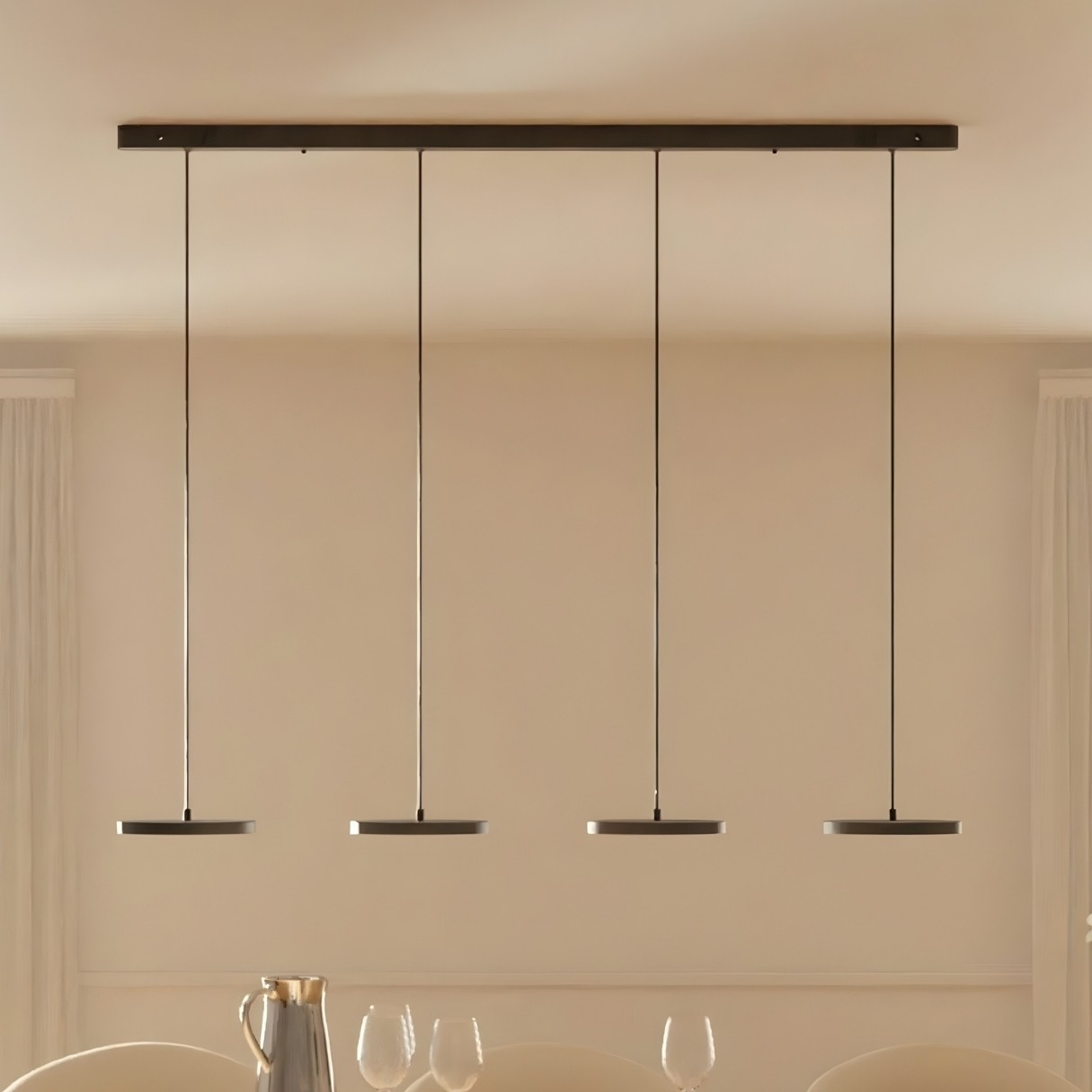 Modern Round Disc Flat Pendant Light - Multi-Light Pendant With LED Light K1555