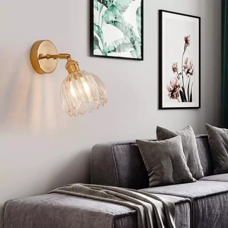 Antique Brass Tulip Glass Wall Light K122