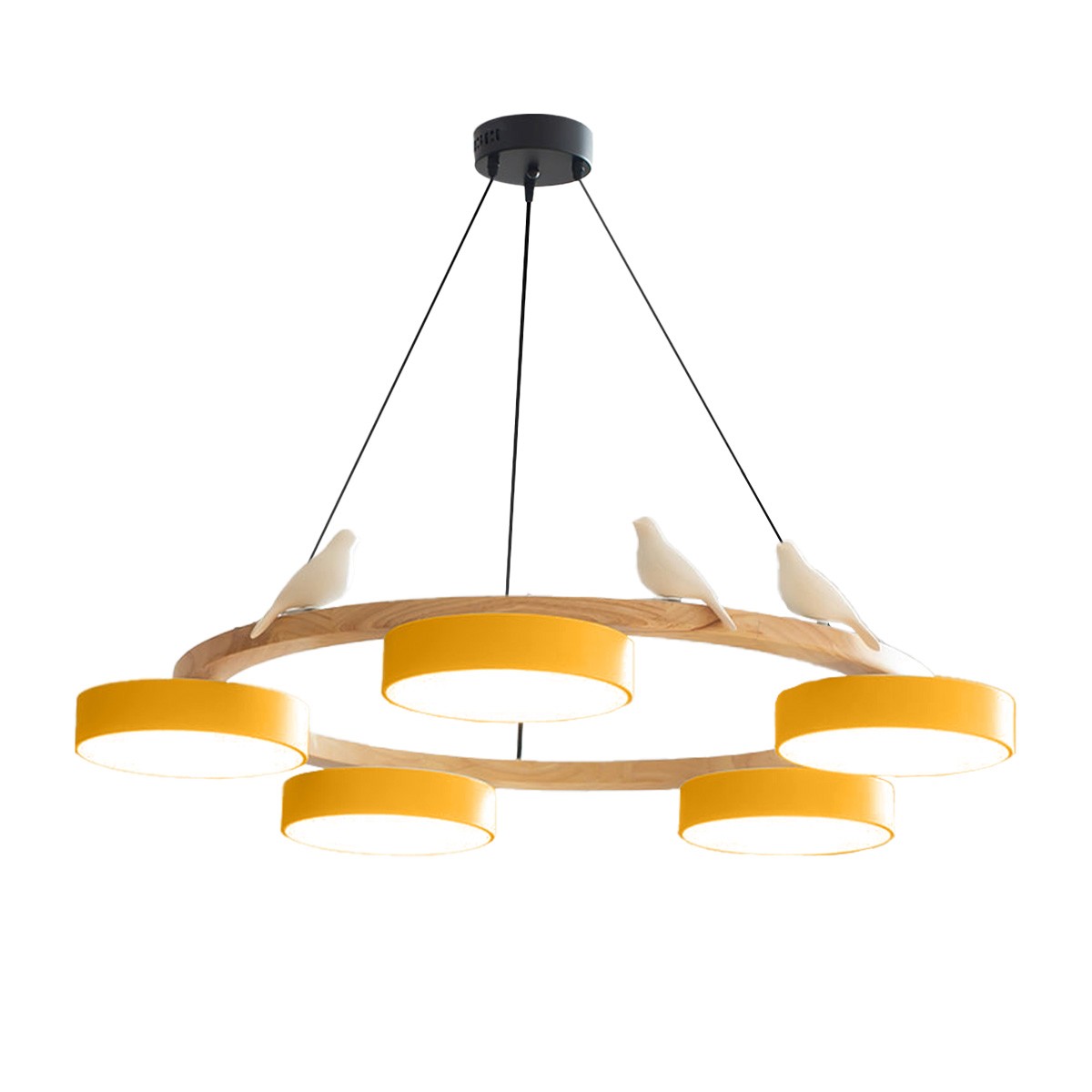 Nordic Wooden Bird Creative Round Chandelier K789