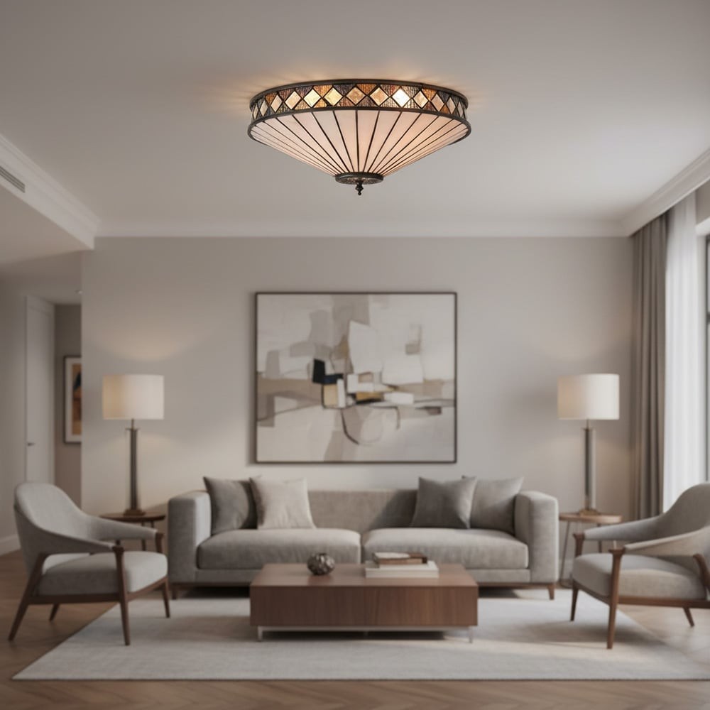 Fargo Tiffany Artistic Crystal Accents Ceiling Light for Living Room K1595