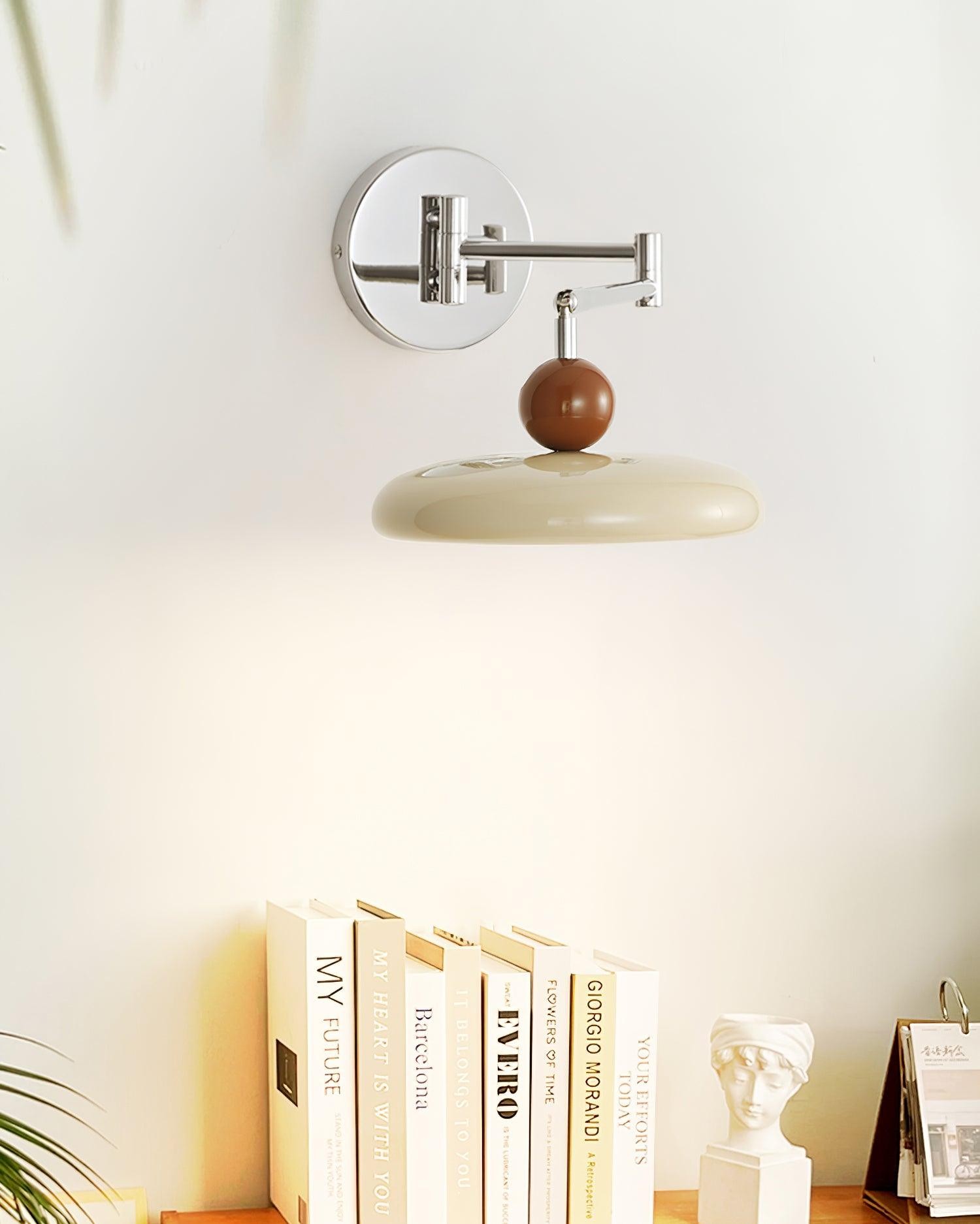 Cream Style Adjustable Swing Arm Disc Reading Wall Lamp K460